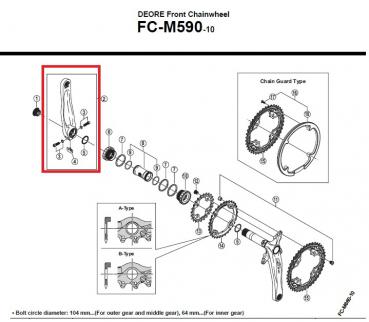Preview: KURBELARM SHIMANO FC-M590, links, 175 MM